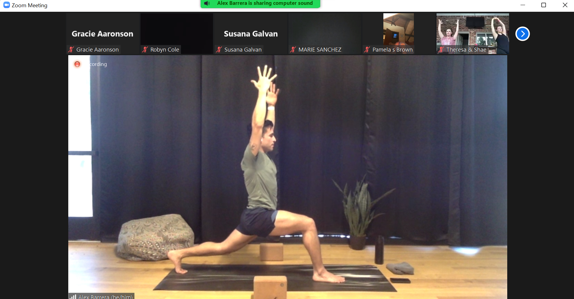 Dr. Alex Berrera leads a virtual yoga class on International Yoga Day