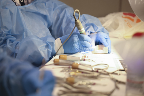 Photo of dentist participating in hands-on continuing education workshop