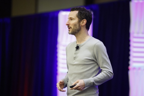 Photo of Jason Feifer on stage at Elevate