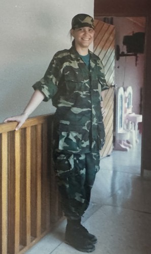 Photo of Dr. Keohane in army gear